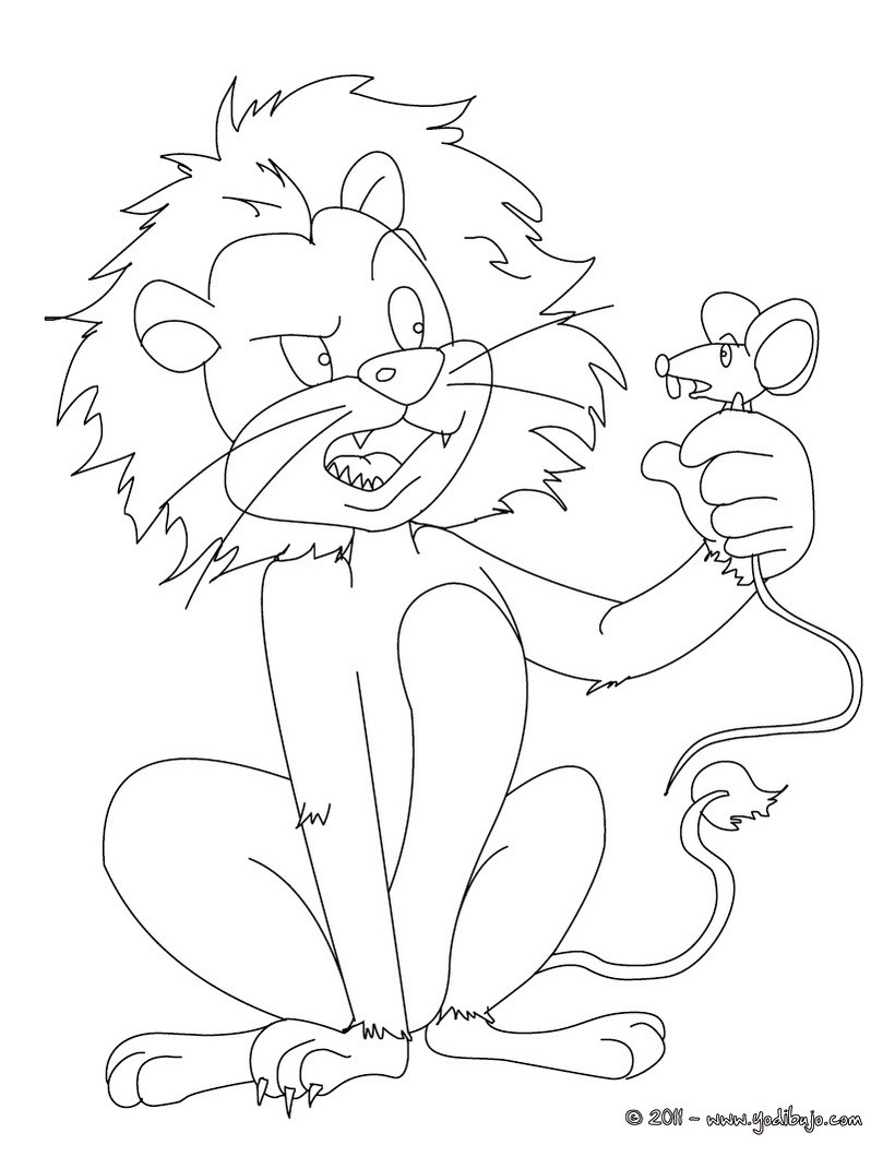 Dibujos para colorear fabula el leon y el raton 