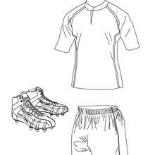 Dibujo para colorear : la camiseta, los pantalones cortos, los zapatos de Rugby