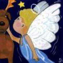 Ilustración : imagen infantil Navidad ANGEL Y RENO