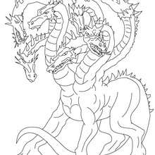 Dibujo para colorear : HIDRA DE LERNA , bestia marina con más de 100 cabezas de serpiente