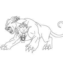 Dibujo para colorear : ORTRO , bestia de 2 cabezas de perros feroces