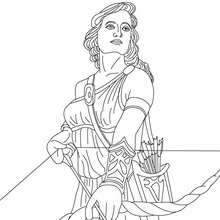 Dibujo para colorear : DIOSA ARTEMISA , diosa griega de la caza
