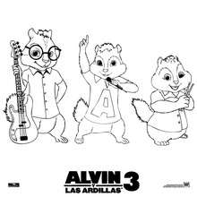 Dibujo para colorear : Alvin, Simon y Theodore