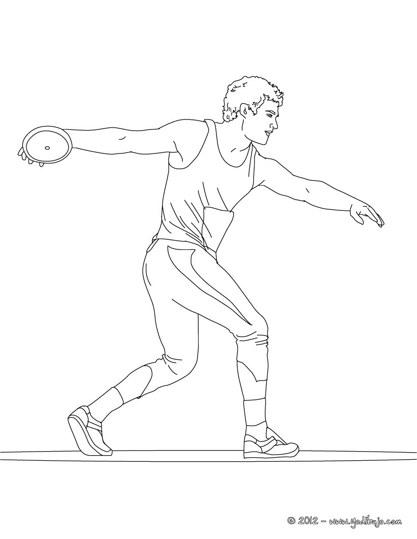 Dibujos para colorear lanzamiento de disco por un atleta 