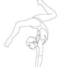Dibujos para colorear gimnasta en la barra de equilibrio 