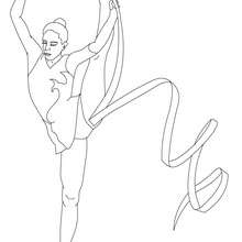 Dibujos para colorear gimnasta con la cinta gimnasia ritmica -  