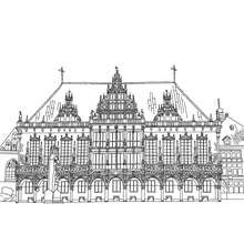 AYUNTAMIENTO de Bremen (Rathaus) para colorear - Dibujos para Colorear y Pintar - Dibujos para colorear los PAISES - ALEMANIA para colorear - MONUMENTOS DE ALEMANIA para colorear