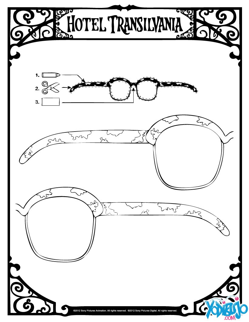 Dibujos para colorear gafas para recortar y 