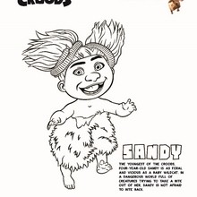Dibujo de SANDY la bebé salvaje para pintar - Dibujos para Colorear y Pintar - Dibujos de PELICULAS colorear - Dibujos de LOS CROODS para colorear