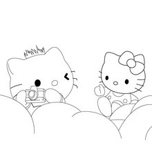 Dibujo para colorear : Fotos con Hello Kitty