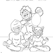 Dibujo del Gorila Blanco y sus amigos para colorear - Dibujos para Colorear y Pintar - Dibujos de PELICULAS colorear - Dibujos de COPITO DE NIEVE para colorear