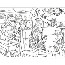Dibujo para colorear : BARBIE en el avión