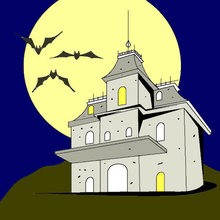 Halloween, Dibujos para colorear CASA ENCANTADA