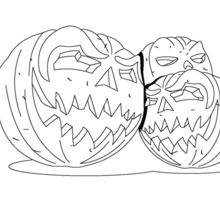Dibujo para colorear : halloween: calabazas con velas