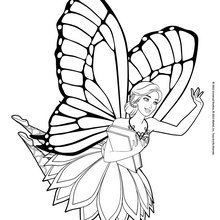 Dibujo para colorear : El hada Barbie Mariposa