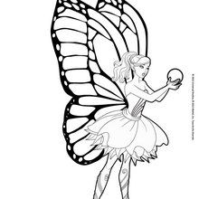 Dibujo para colorear : Barbie Mariposa y la flor de Flutterfield