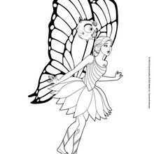 Dibujo para colorear : Barbie Mariposa con su mascota Zee