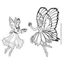 Dibujo para colorear : Catania y Barbie Mariposa en el reino de Shimmervale