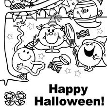 Dibujo para colorear : Feliz fiesta de Halloween a todos