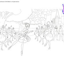 Dibujo para colorear : Giselle y cuerpo de Baile
