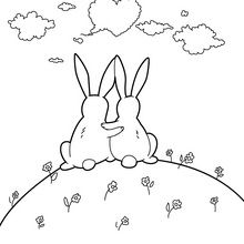 Dibujo para colorear : Conejos enamorados