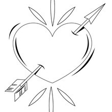 Dibujos para colorear flecha en el corazón 