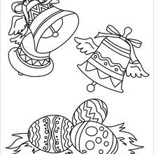 Dibujo para colorear : Campanas Decoradas y Huevos