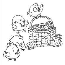 Dibujo para colorear : Cáscaras de Huevos y Pollitos