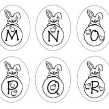 Dibujo para colorear : Letras del abecedario conejo M N O P Q R