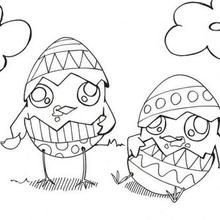 Dibujo para colorear : Pollitos de Pascua