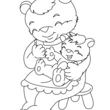 Dibujo para colorear : Mamá Oso y su bebé