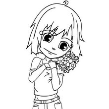 Dibujo para colorear : Flores para Mamá (niña)