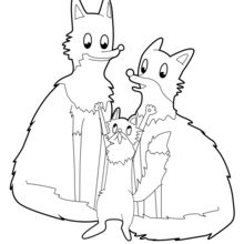 Dibujo para colorear : Familia de zorros