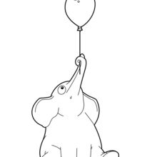 Dibujo para colorear : Elefante con un globo