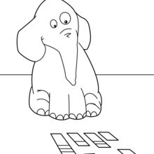 Dibujo para colorear : Elefante jugando a las cartas