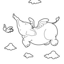 Dibujo para colorear : Elephant volador