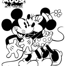 Dibujo para colorear : Mickey y Minnie