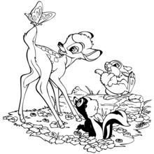 Dibujo para colorear : Bambi y sus amigos