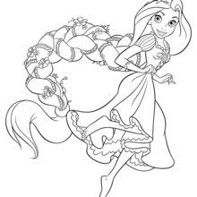 Dibujo para colorear : La Trenza de flores de Rapunzel