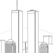 Dibujo para colorear : Las Torres Gemelas en Nueva York