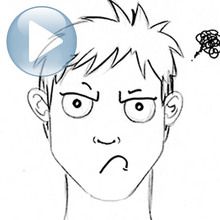 Truco para dibujar en vídeo : Dibuja una expresión facial: una cara de mal humor.
