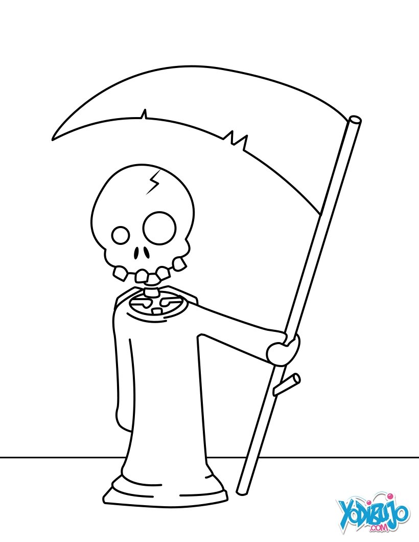 Dibujos para colorear la muerte con su guadaña 