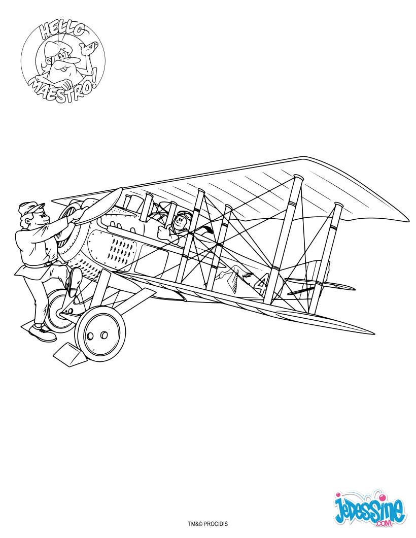 Dibujos para colorear los comienzos de la aviación 