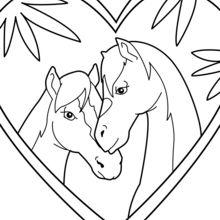 Dibujo para colorear : Pareja de caballos