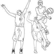 Dibujo para colorear : un jugador de baloncesto en acción