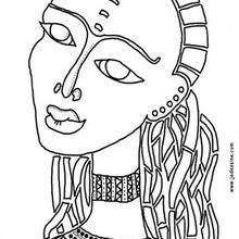Dibujo para colorear : una máscara de una mujer egipcia