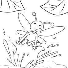 Dibujo para colorear : Muguete y abeja