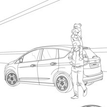 Dibujo para colorear : Ford C-MAX, vista de atrás