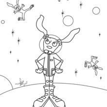 Dibujo para colorear : El conejo astronauta
