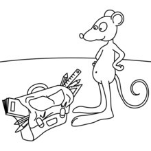 Dibujo para colorear : El ratón y su mochila